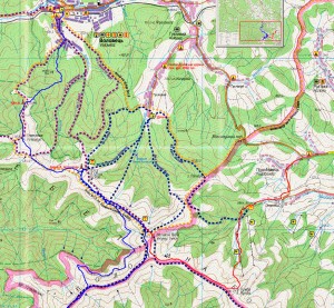Мапа маршруту (1 день червоним, 2 і 3 день - синім)